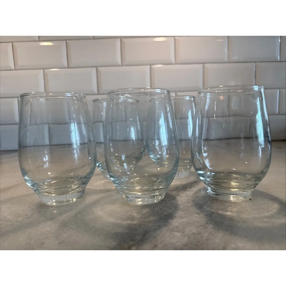Set Of 5 Vintage Drinking Glass Libbey TEMPO Clear Wine 12oz GW052